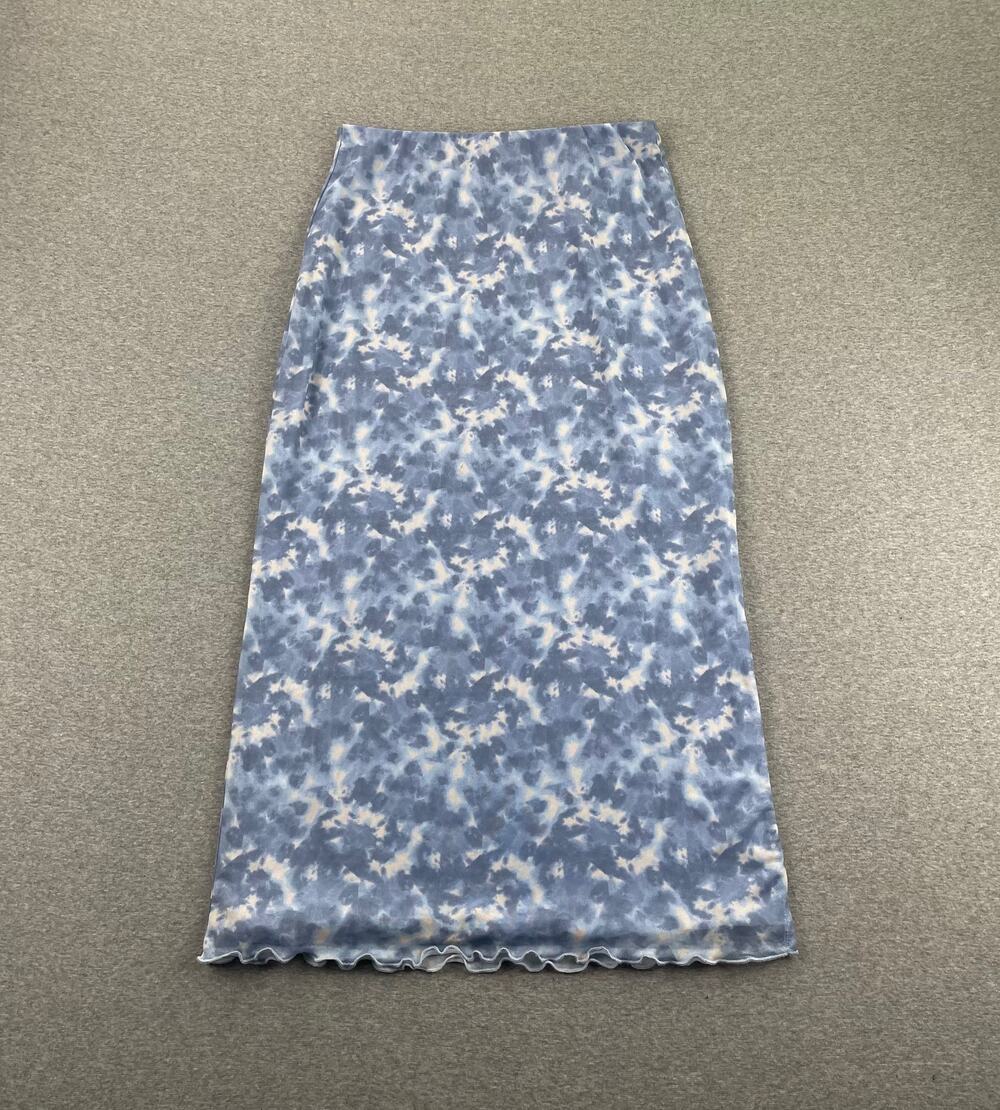 Urban Social Nordstrom Skirt Womens S Blue Ditsy Mesh Side Slit Abstract Artsy